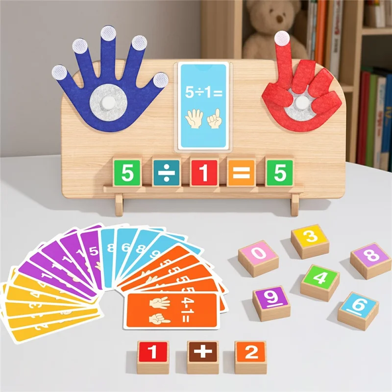 Juego Educativo de Matemáticas con Dedos de Madera MWDH-2517, Juguete Educativo para Aprender Números, Regalo para Niños - Multicolor