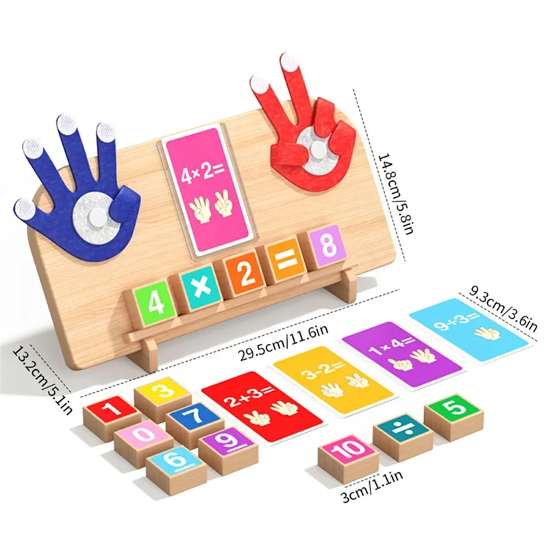 Juego Educativo de Matemáticas con Dedos de Madera MWDH-2517, Juguete Educativo para Aprender Números, Regalo para Niños - Multicolor