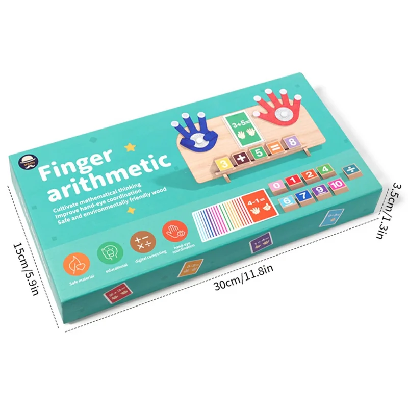 Juego Educativo de Matemáticas con Dedos de Madera MWDH-2517, Juguete Educativo para Aprender Números, Regalo para Niños - Multicolor