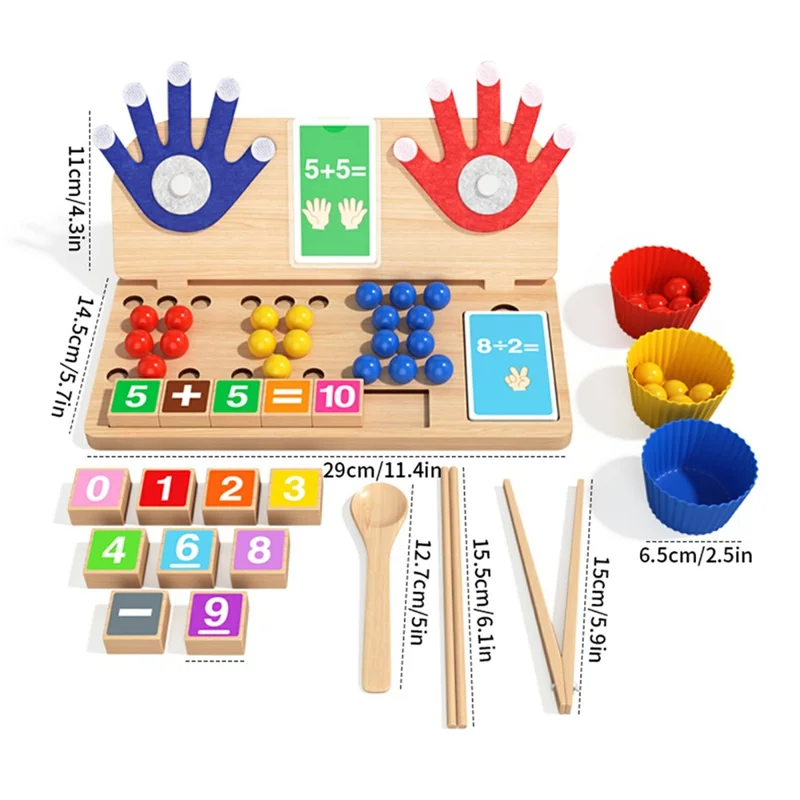 MWDH-2518 Bambini Clip Beads Matematica con Dita Conteggio Gioco Educativo Montessori per l'Infanzia - Multicolore