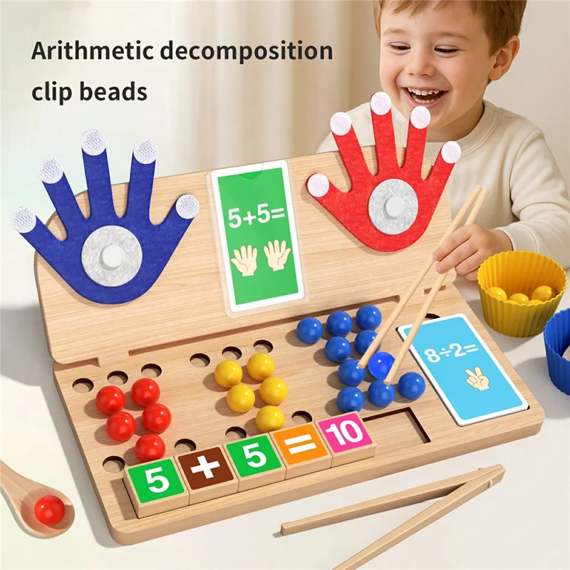 MWDH-2518 Bambini Clip Beads Matematica con Dita Conteggio Gioco Educativo Montessori per l'Infanzia - Multicolore