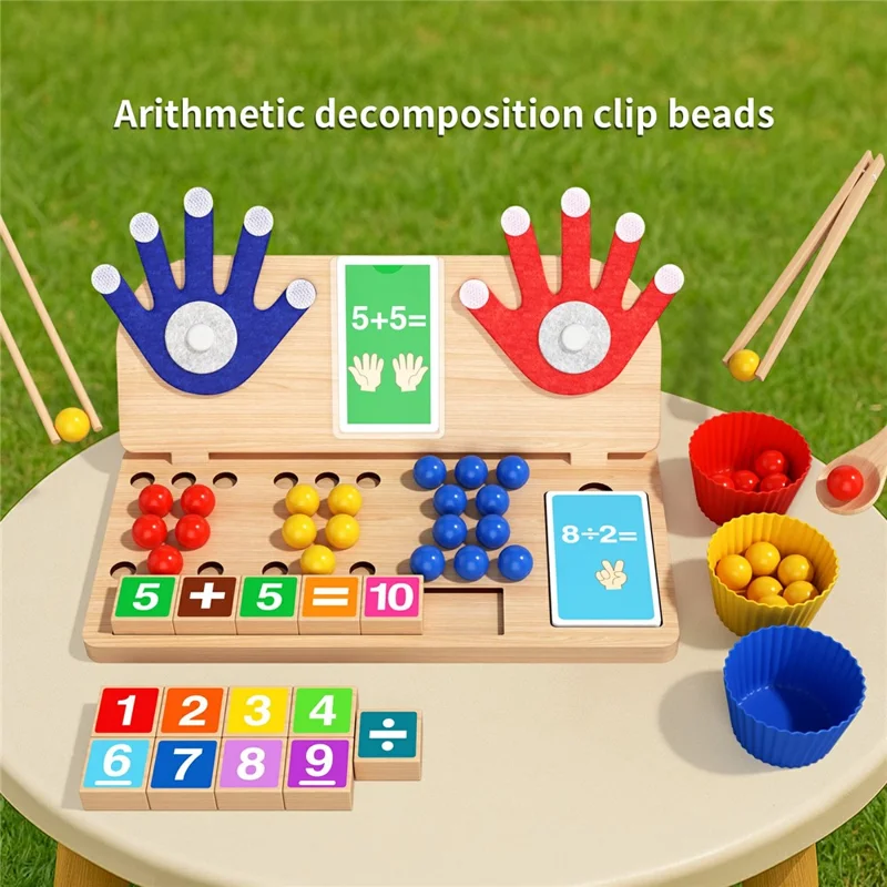 MWDH-2518 Bambini Clip Beads Matematica con Dita Conteggio Gioco Educativo Montessori per l'Infanzia - Multicolore