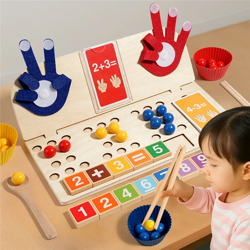 MWDH-2518 Bambini Clip Beads Matematica con Dita Conteggio Gioco Educativo Montessori per l'Infanzia - Multicolore