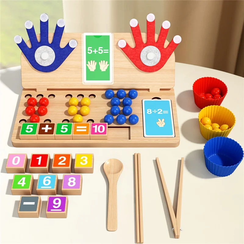 MWDH-2518 Bambini Clip Beads Matematica con Dita Conteggio Gioco Educativo Montessori per l'Infanzia - Multicolore