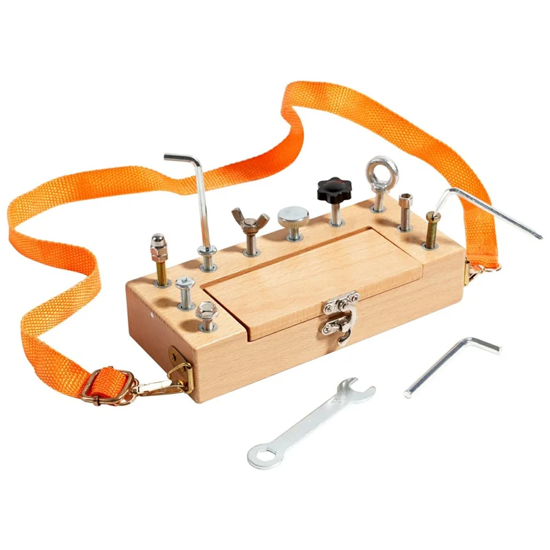 Giocattolo con Cacciavite e Tavola con Dadi Chiave Scatola di Legno Giocattolo Educativo con Tracolla - Legno Robusto