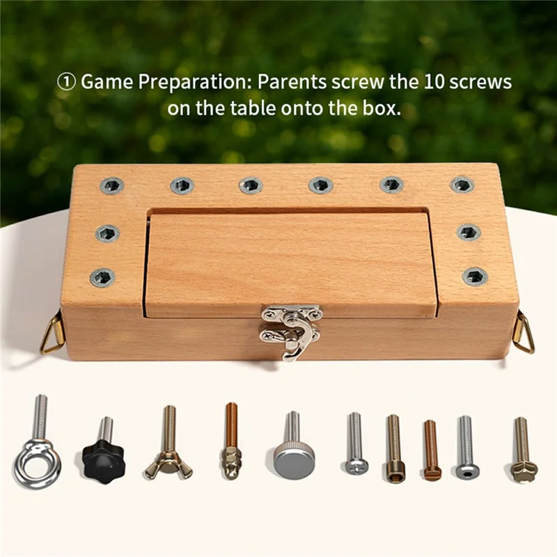 Giocattolo con Cacciavite e Tavola con Dadi Chiave Scatola di Legno Giocattolo Educativo con Tracolla - Legno Robusto