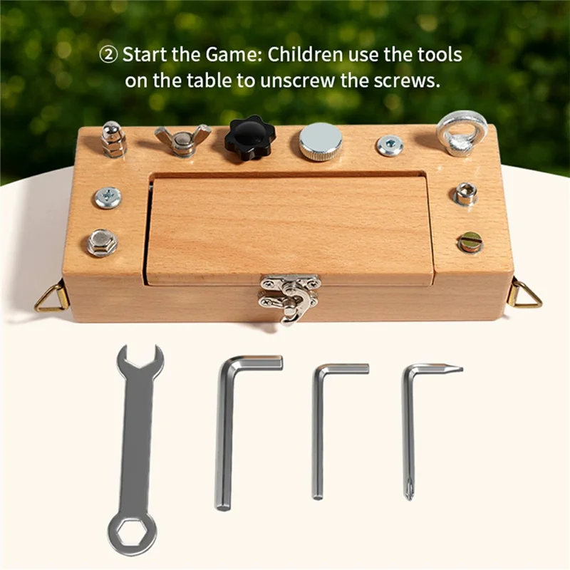 Giocattolo con Cacciavite e Tavola con Dadi Chiave Scatola di Legno Giocattolo Educativo con Tracolla - Legno Robusto