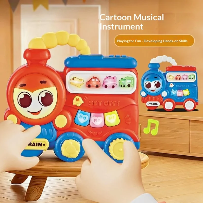 BEL8823-D Kids Electronic Piano Cartoon Train Musical Toy with Light Sound Educational Instrument Learning Toy, Random Color - Train