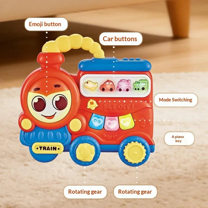 BEL8823-D Kids Electronic Piano Cartoon Train Musical Toy with Light Sound Educational Instrument Learning Toy, Random Color - Train