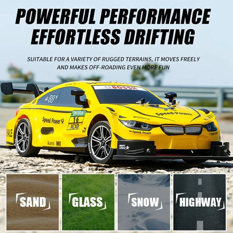 8812 1:16 Scale 4WD RC Drift Car 2.4GHz Remote Control ESP Gyroscope LED Lights All Terrain Racing Car - Black