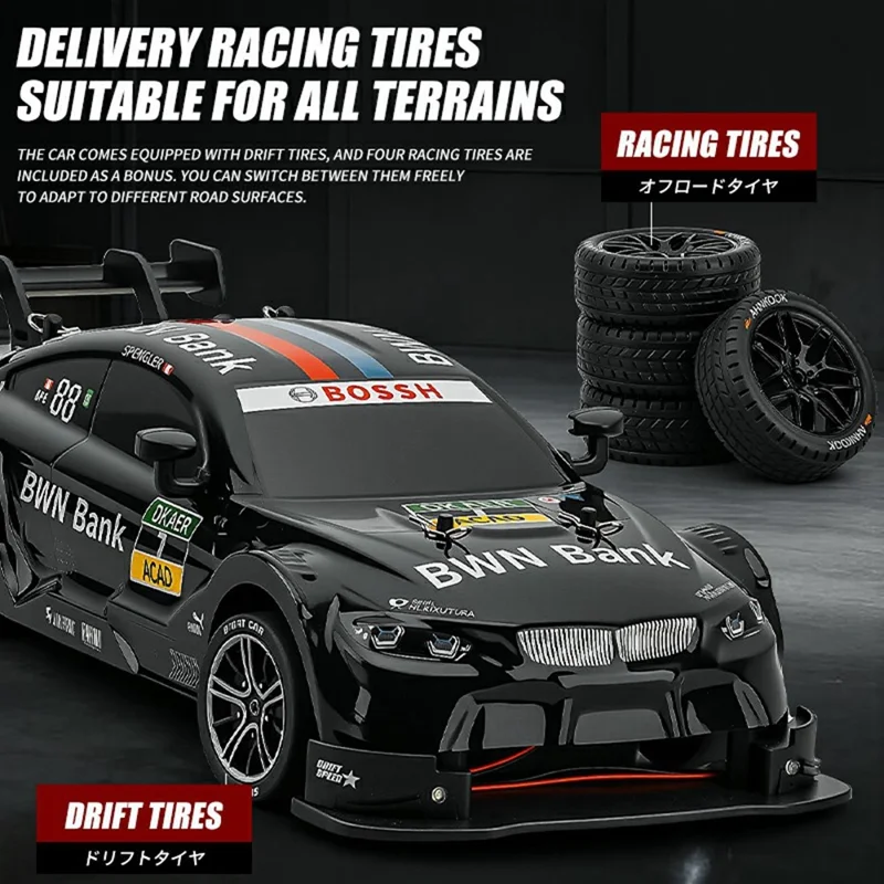 8812 1:16 Scale 4WD RC Drift Car 2.4GHz Remote Control ESP Gyroscope LED Lights All Terrain Racing Car - Black