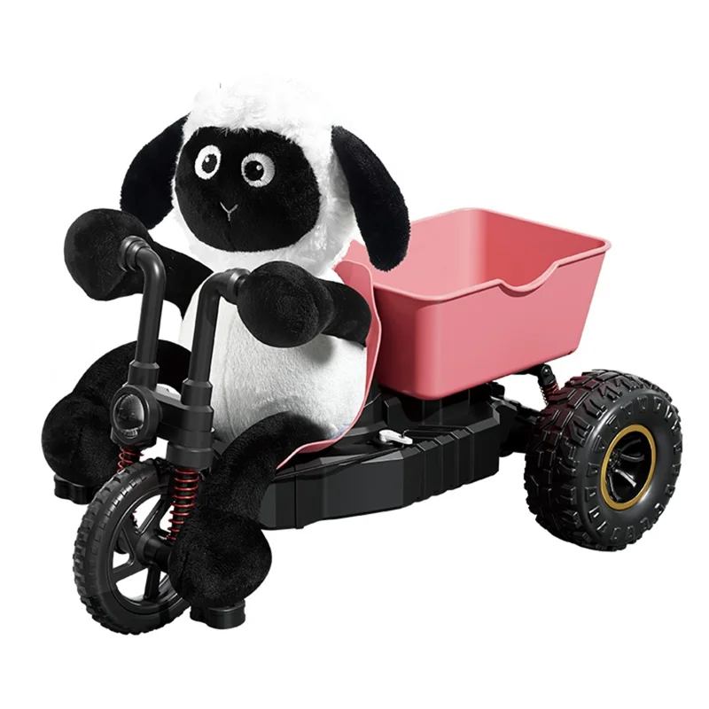 XN-2880 2.4G RC Tricycle Remote Control Cartoon Lamb Design LED Light Plush Car Toy - Pink