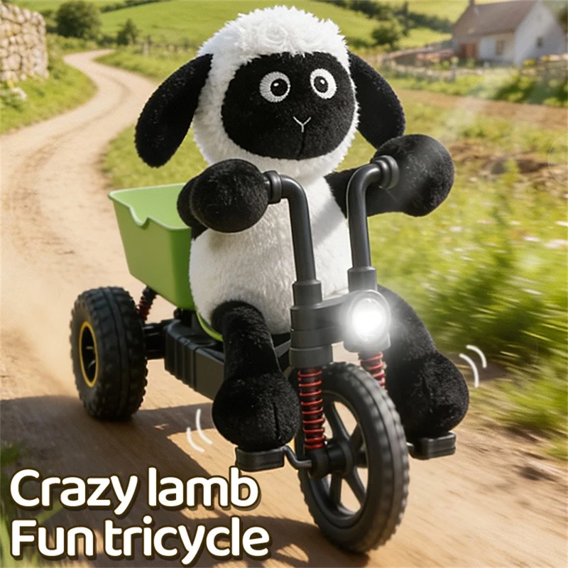 XN-2880 2.4G RC Tricycle Remote Control Cartoon Lamb Design LED Light Plush Car Toy - Pink