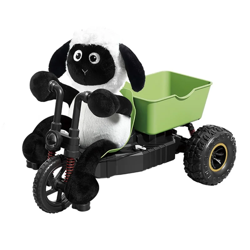 XN-2880 2.4G Tricycle Télécommandée Design de Mouton Cartoon Voiture en Peluche avec Phares LED - Vert