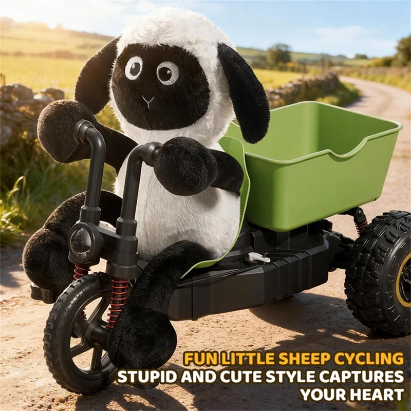 XN-2880 2.4G Tricycle Télécommandée Design de Mouton Cartoon Voiture en Peluche avec Phares LED - Vert