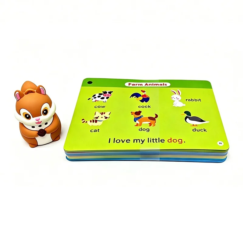 JQDXSH-001LD Squirrel Shape Early Education Talking Learning Machine Toy with 55 Double-sided Cards for Kids