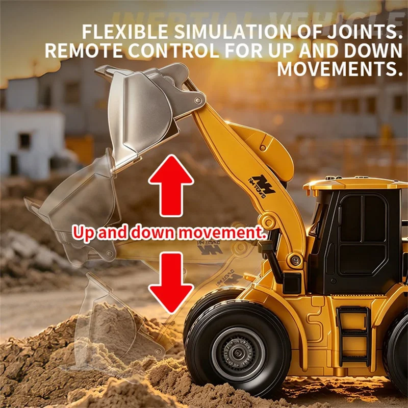 66-142 1:20 Scale Remote Control Bulldozer 9-Channel Construction Vehicle Engineering Truck 2.4G RC Excavator for Kids - Red
