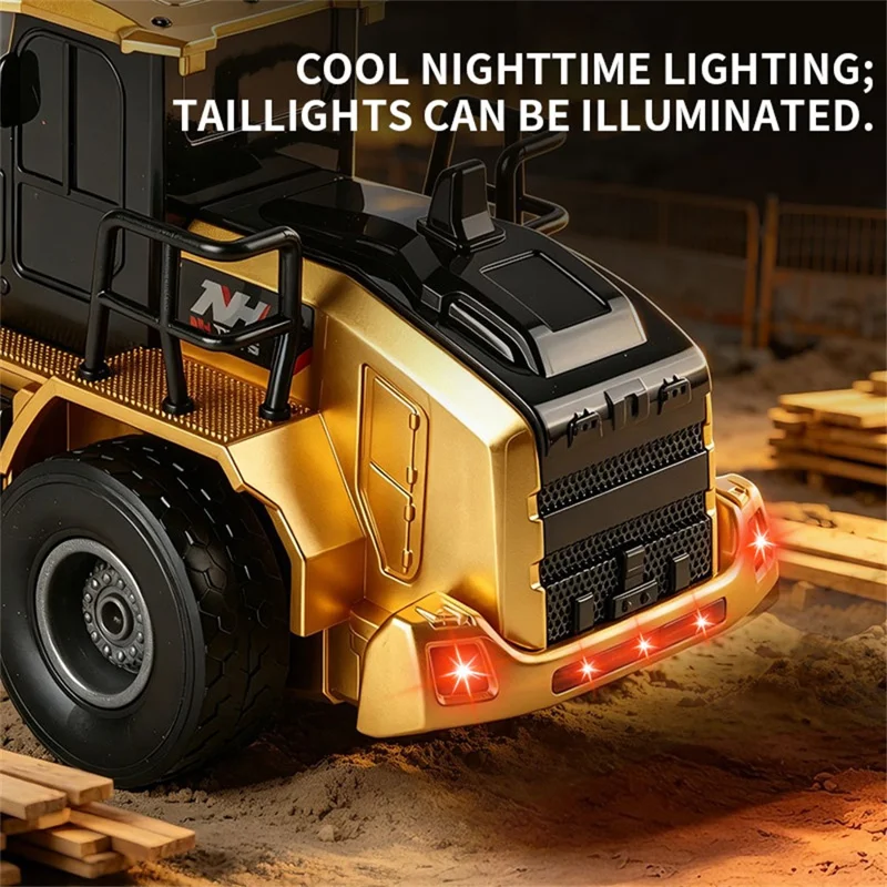 66-142 1:20 Scale Remote Control Bulldozer 9-Channel Construction Vehicle Engineering Truck 2.4G RC Excavator for Kids - Red