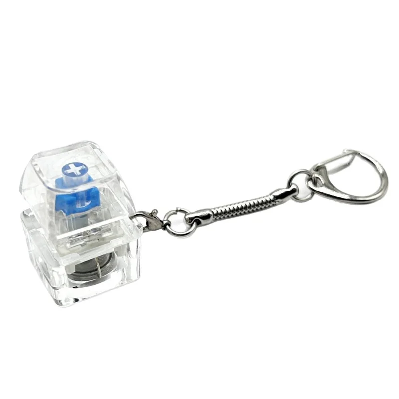Keyboard Switch Design RGB LED Keychain Stress Relief Finger Toy with Colorful Light Hanging Ornament - White