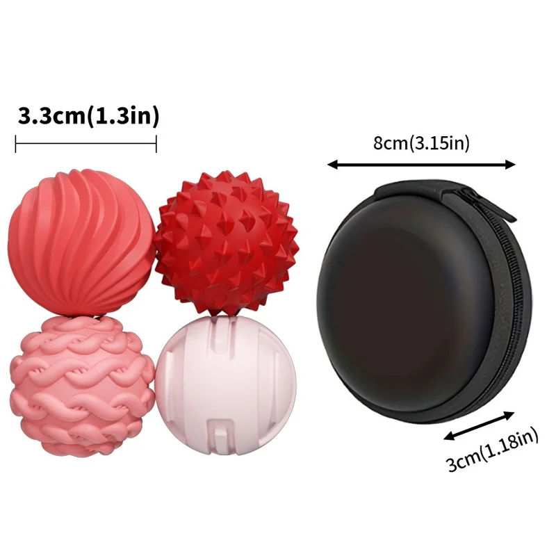 4Pcs 3.3cm Diameter Sensory Silicone Magnetic Balls with Storage Case Stress Relief Toy - Pink