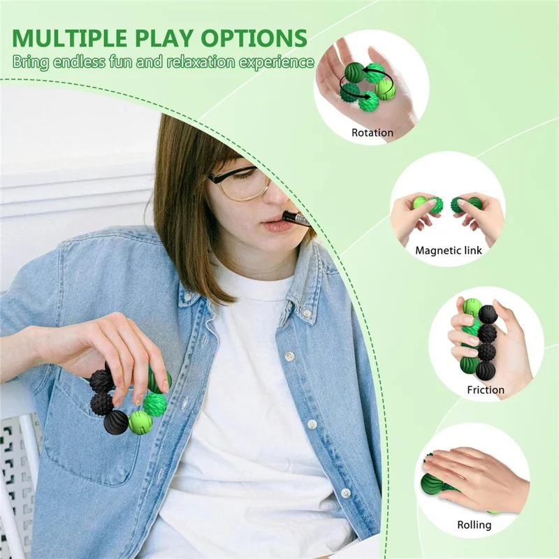 4Pcs 3.3cm Diameter Sensory Silicone Magnetic Balls with Storage Case Stress Relief Toy - Pink