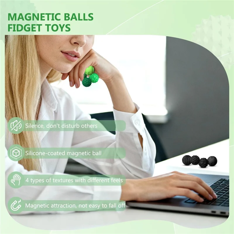 4Pcs 3.3cm Diameter Sensory Silicone Magnetic Balls with Storage Case Stress Relief Toy - Pink