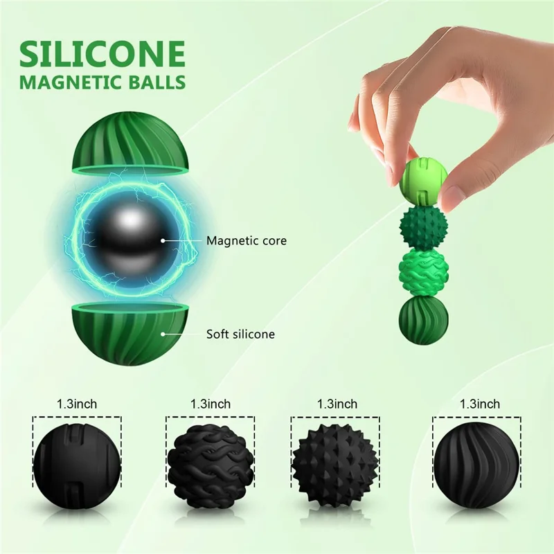 4Pcs 3.3cm Diameter Sensory Silicone Magnetic Balls with Storage Case Stress Relief Toy - Pink