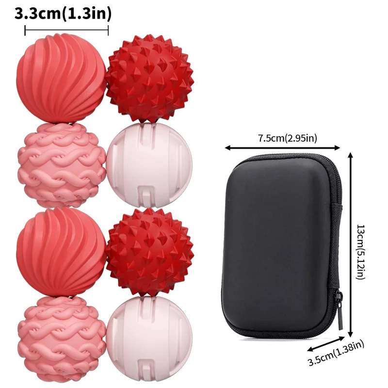 8Pcs 3.3cm Diameter Sensory Silicone Magnetic Balls with Storage Case Stress Relief Toy - Pink