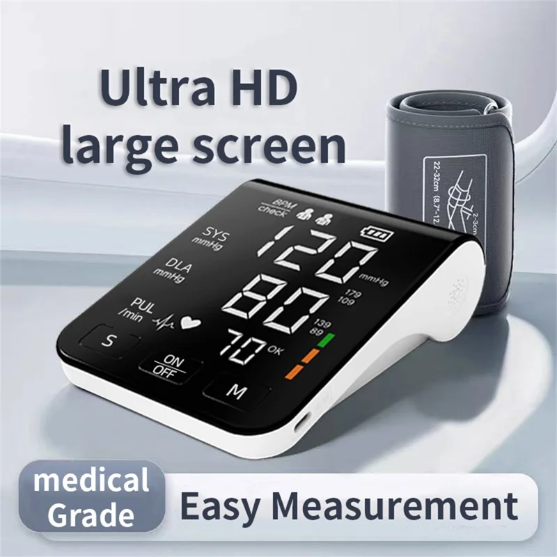 B01A-2 Automatic Upper Arm Blood Pressure Monitor LED Display Type-C Rechargeable Voice Broadcast