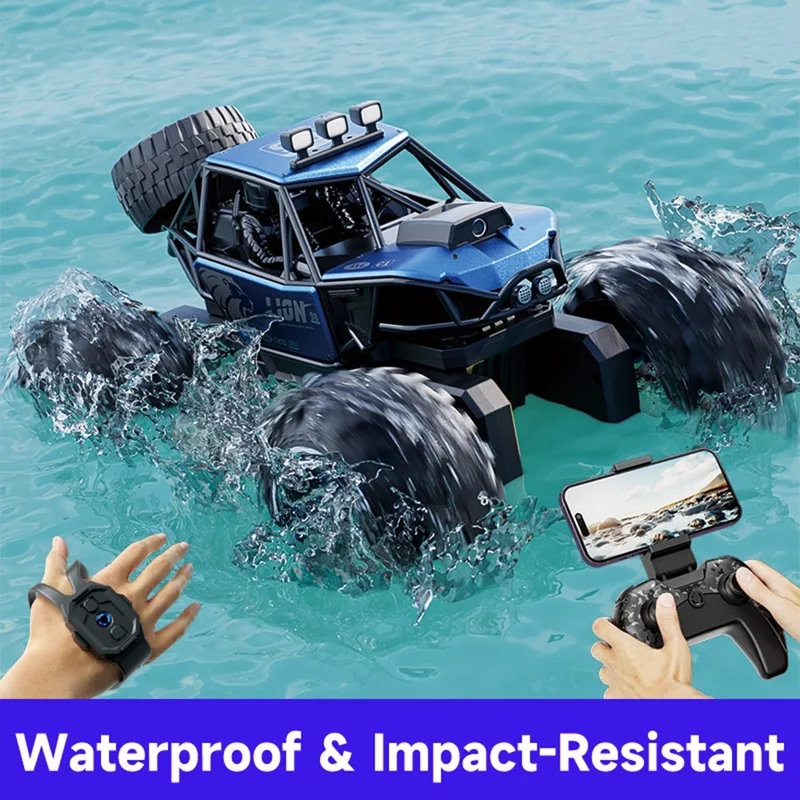 4DRC 4D-Y10 4WD Amphibious RC Car with 1 Battery Dual Mode Remote Control Toy with Camera - Blue