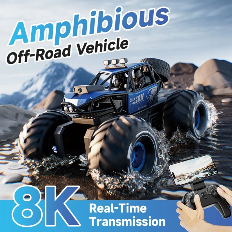 4DRC 4D-Y10 4WD Amphibious RC Car with 1 Battery Dual Mode Remote Control Toy with Camera - Blue