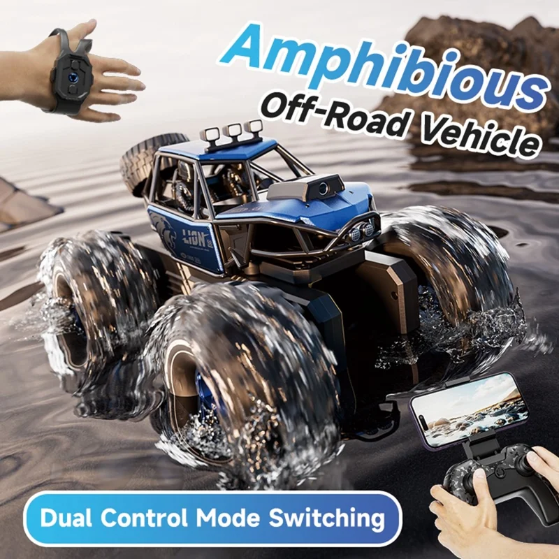 4DRC 4D-Y10 4WD Amphibious RC Car with 1 Battery Dual Mode Remote Control Toy with Camera - Blue