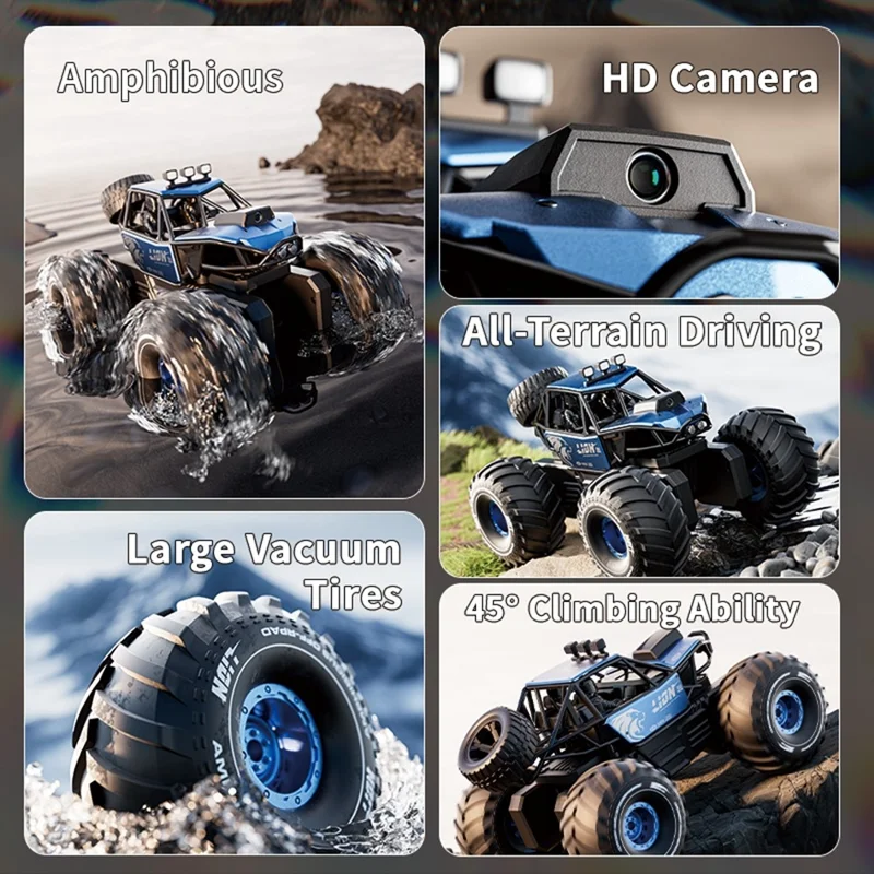 4DRC 4D-Y10 4WD Amphibious RC Car with 1 Battery Dual Mode Remote Control Toy with Camera - Blue