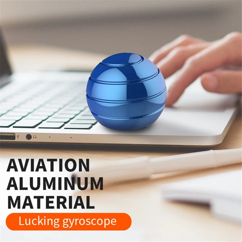 45MM Diameter Decompression Toy Gyroscope Desktop Colored Ball Shape Gyro Perfect Balance Rotation Spinning Top, Size: M - Black