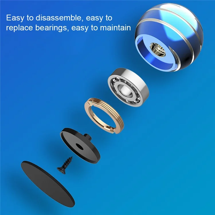 Silver String Rotating Ball Aluminum Alloy Desktop Decompression Spherical Gyro Fidget Toy, Diameter: 45mm - Blue