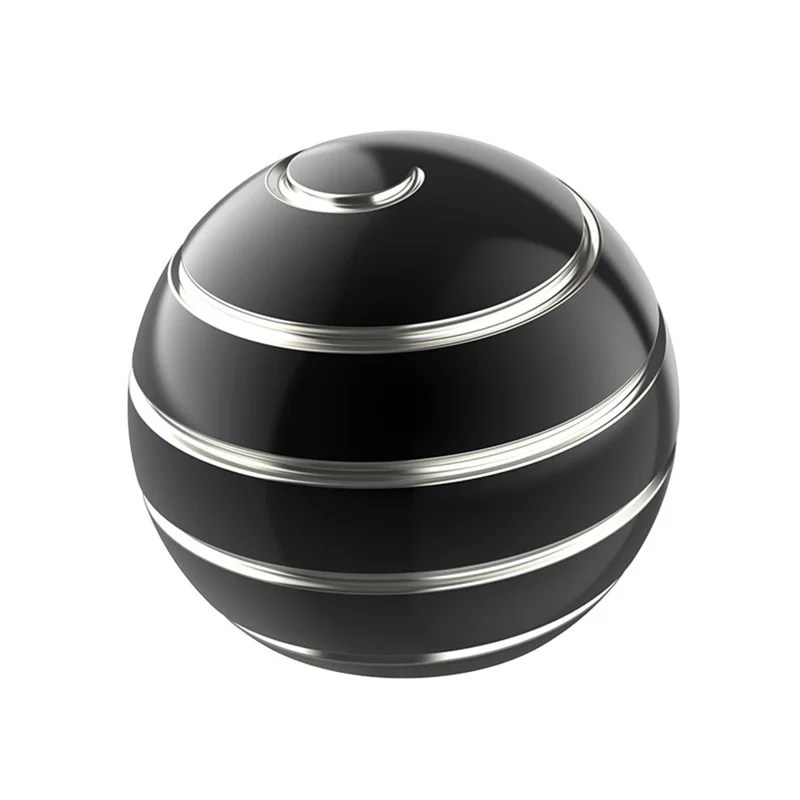 Silver String Rotating Ball Aluminum Alloy Desktop Decompression Spherical Gyro Toy, Diameter: 45mm - Black