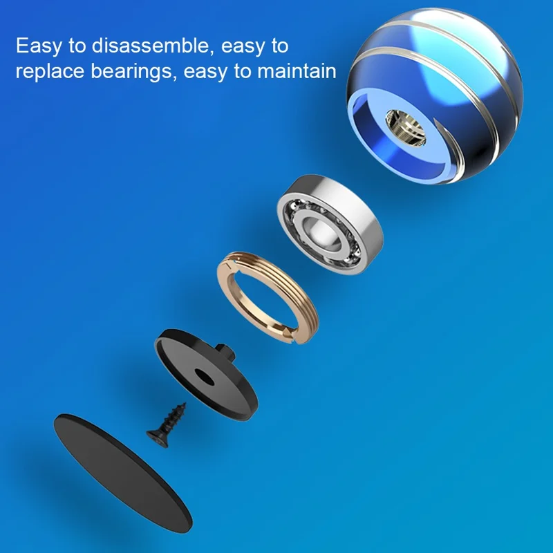 Silver String Rotating Ball Aluminum Alloy Desktop Decompression Spherical Gyro Toy, Diameter: 45mm - Black