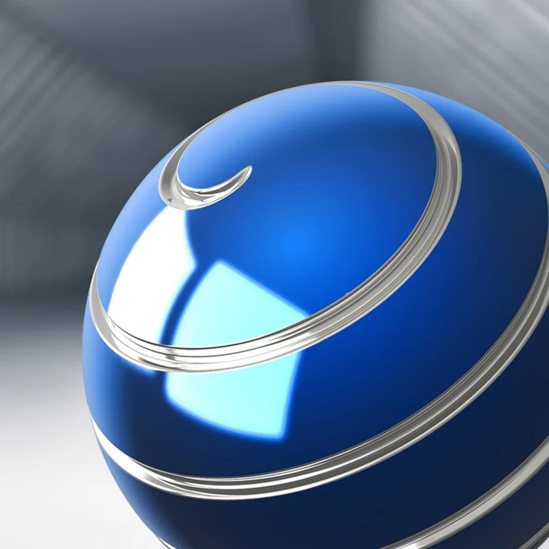 Silver String Rotating Ball Aluminum Alloy Desktop Decompression Spherical Gyro Toy, Diameter: 45mm - Black