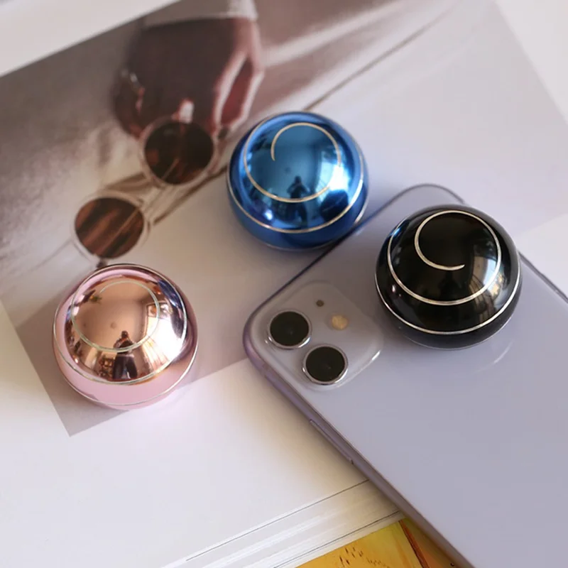 Silver String Rotating Ball Aluminum Alloy Desktop Decompression Spherical Gyro Toy, Diameter: 45mm - Black