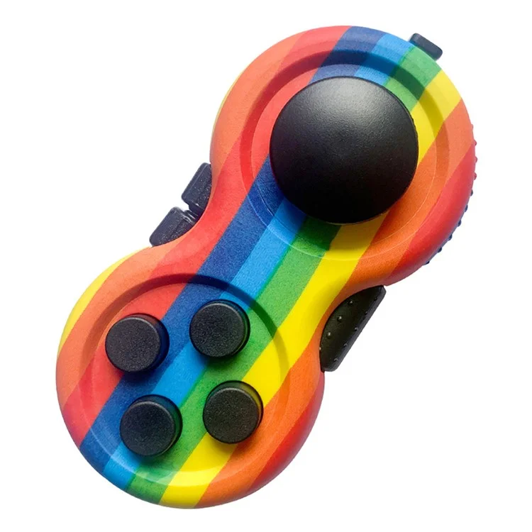 Controlador de Jogo de Descompressão FT04 Redução de Pressão Manipulo de Jogo Descompressão Joy-Stick Brinquedo com Chaveiro - Cor Arco-Íris