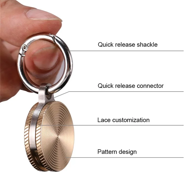 Decompress Pendant Gyro Spinner Necklace Key Chain Metal Spinning Gyroscope Cool Fidget Toy - Stainless Steel Stripe