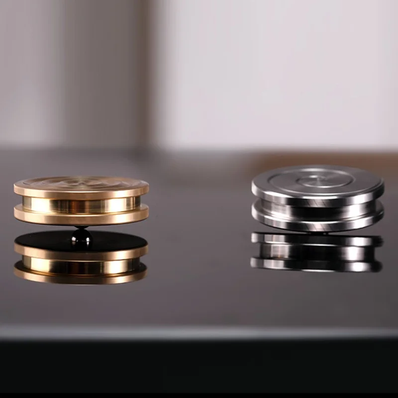 Decompress Pendant Gyro Spinner Necklace Key Chain Metal Spinning Gyroscope Cool Toy - Copper Spiral Pattern