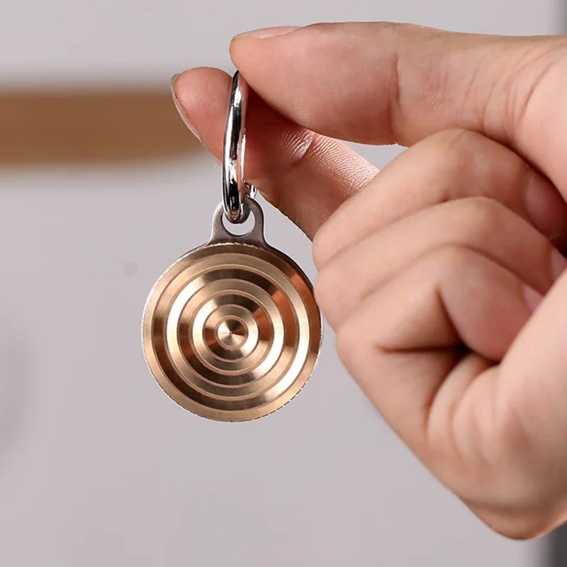 Decompress Pendant Gyro Spinner Necklace Key Chain Metal Spinning Gyroscope Cool Toy - Copper Spiral Pattern
