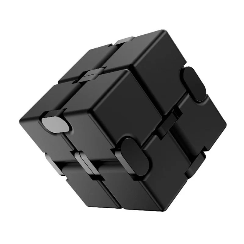 Aluminum Alloy Infinite Cube Metal Stress Relief Office Flip Cubic Toy Creative Fingertip Decompression Block - Black