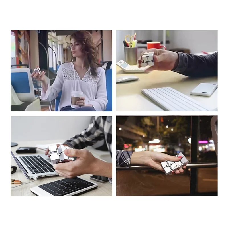 Aluminum Alloy Infinite Cube Metal Stress Relief Office Flip Cubic Toy Creative Fingertip Decompression Block - Black