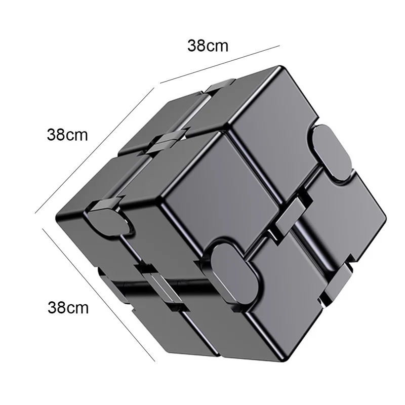 Aluminum Alloy Infinite Cube Metal Stress Relief Office Flip Cubic Toy Creative Fingertip Decompression Block - Black
