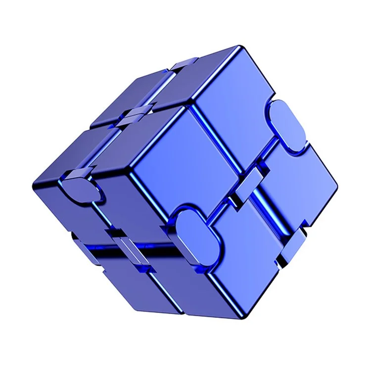 Alluminio in Lega Infinita Cubo Metallo Stress Sollievo Ufficito Giocattolo Cubico Creativo di Decompressione Della Punta Della Punta Della Dito. - Blu
