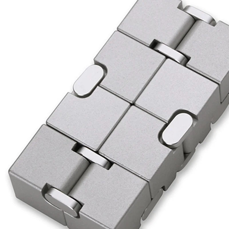 Aluminum Alloy Infinite Cube Metal Stress Relief Office Flip Cubic Toy Creative Fingertip Decompression Block - Silver