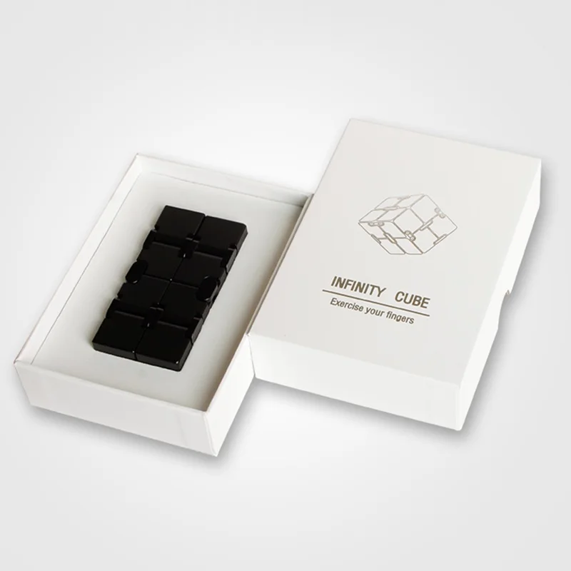 Aluminum Alloy Infinite Cube Metal Stress Relief Office Flip Cubic Toy Creative Fingertip Decompression Block - Silver