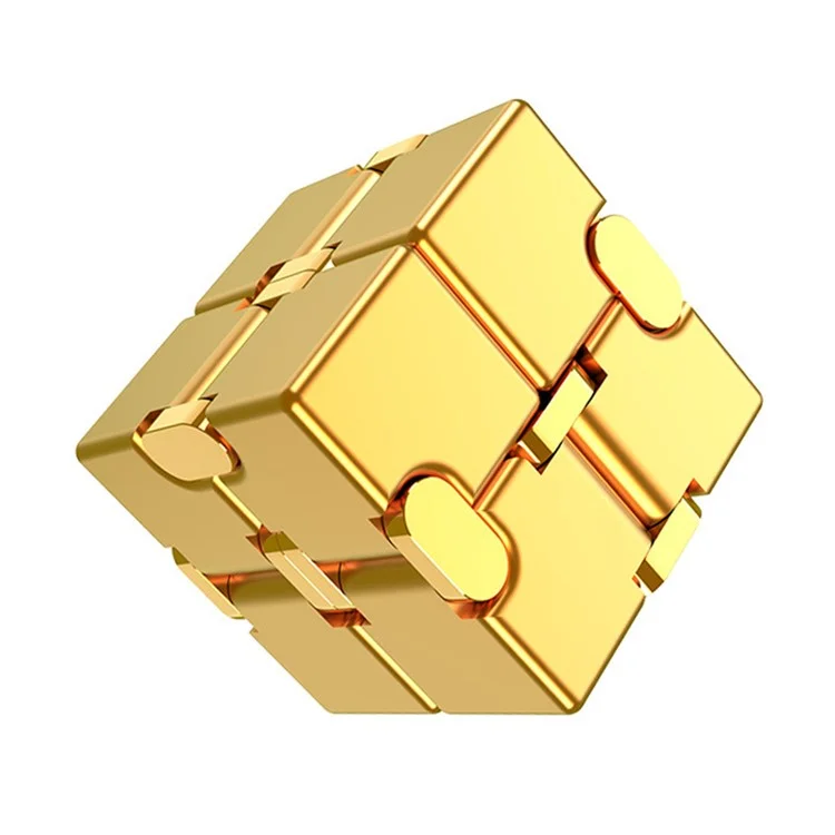 Cubo metálico de aleación de aluminio infinito Cubo de alivio de tensión de oficina Flip Creative Fingertip Decompression Block - Oro